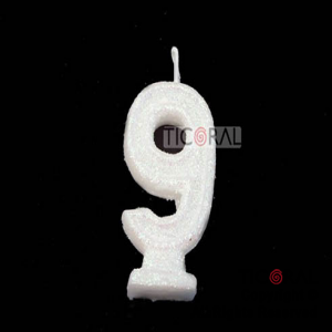 VELA HS2875-9 NUMERO 9 BLANCO C/GIBRE x 1